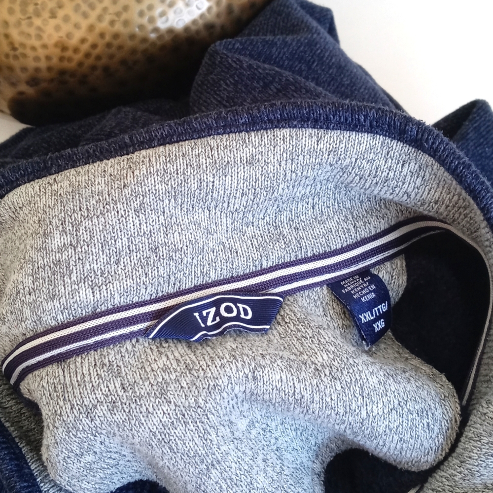 Men's Izod Heathered Navy Blue Half-Zip Long Sleeve Sweater XXL - Picture 2 of 9